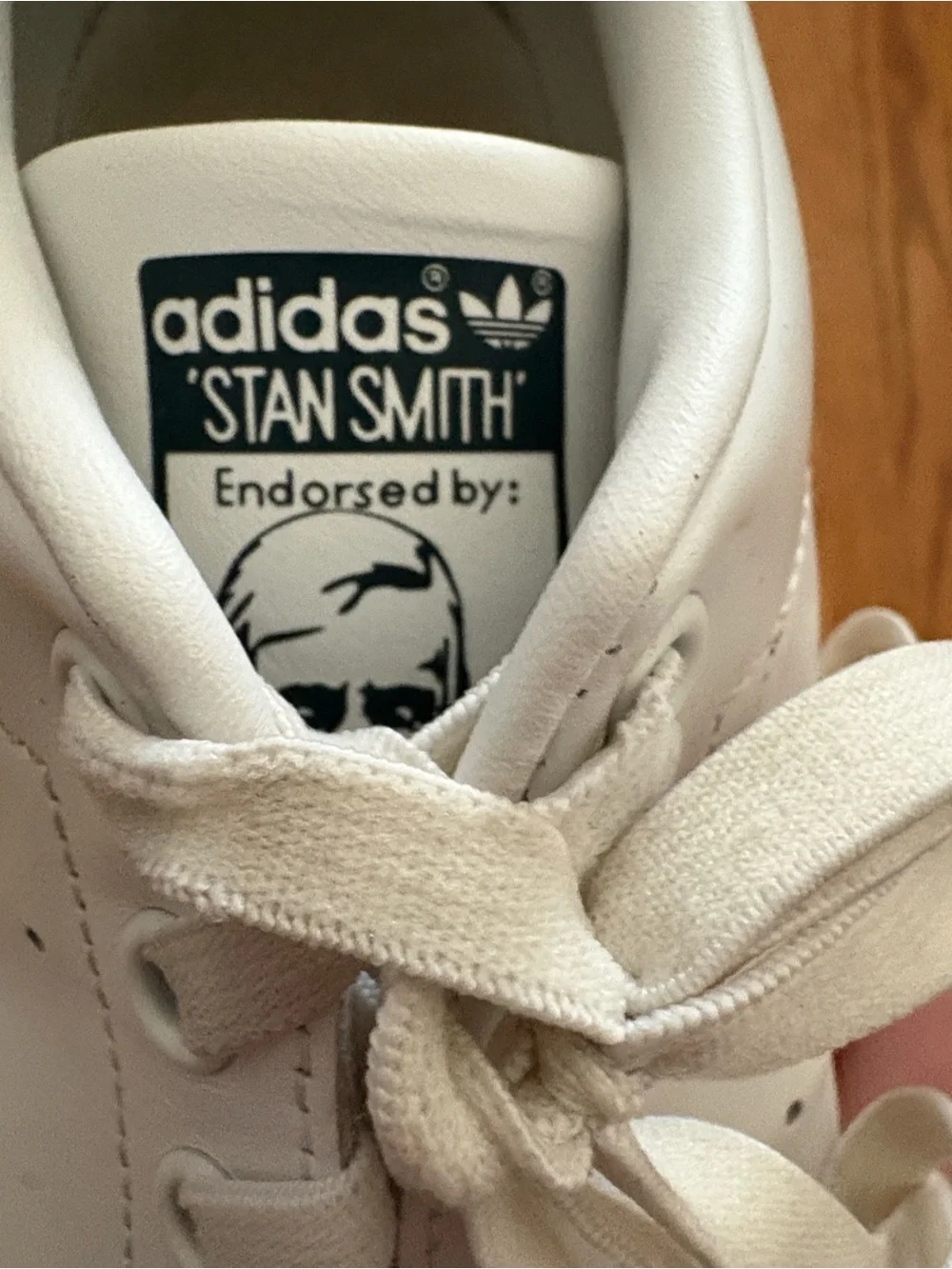Adidas Stan Smith White Leather Sneakers with Navy Heel Tab